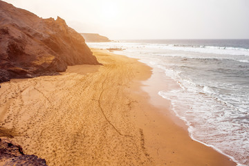 Sand coast near La Pared village on the south western part of Fuerteventura island