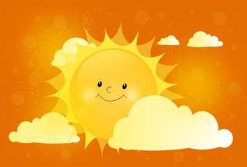 Fototapeta premium Cute sun behind cloud