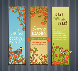 Vector set of vertical spring banners.