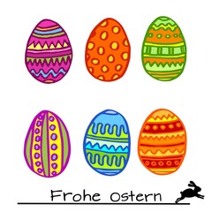 Set bunte Ostereier - handgemalt - Frohe Ostern mit Osterhase