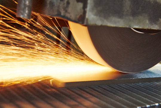 metalworking industry. finishing metal surface on horizontal grinder machine 
