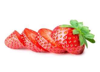 slices strawberries isolated on white background