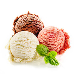 Colorful frozen italian dessert with mint leaves