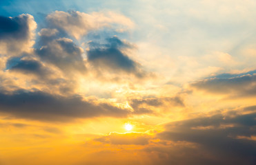 Dramatic sunset and sunrise sky.