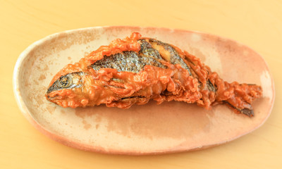 Deep fried rainbow trout, oncorhynchus mykiss / ニジマスのから揚げ