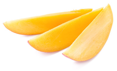 Fototapeta na wymiar Mango slices. Isolated on a white background.