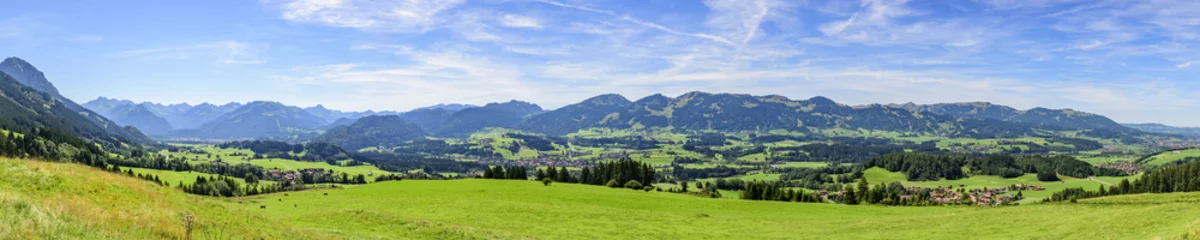 Foto op geborsteld aluminium Panorama Blick ins Allgäu mit der Hörnerkette