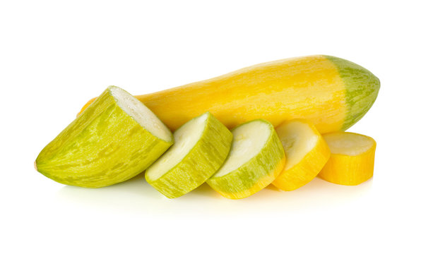 fresh yellow zucchini on white background