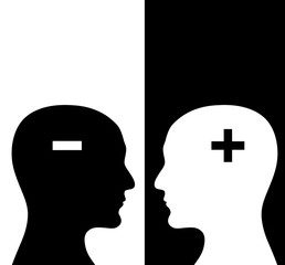 Two humans profiles of white and black colors