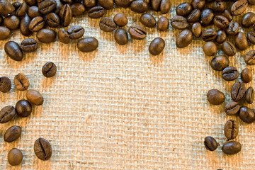 Coffee beans on a sacking