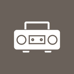 Cassette Player Icon on Dark Gray Color. Eps-10.