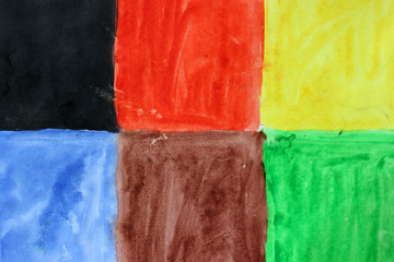 The colored squares drawn on paper with watercolor.