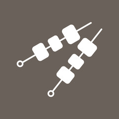 Paneer Tikka Kebab Icon on Dark Gray Color. Eps-10.