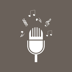 Microphone Icon on Dark Gray Color. Eps-10.