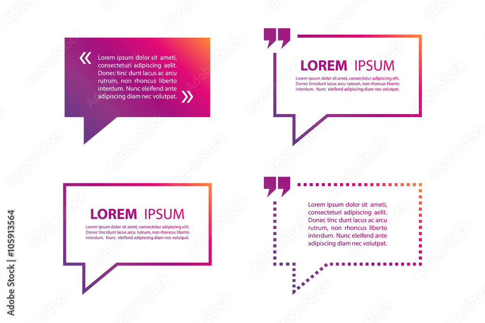 Poster set of quote text bubble template. quote bubble. quote form. quote blank template. gradient template