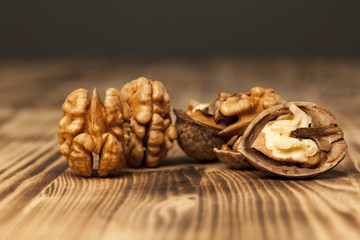Kernels of walnuts on board