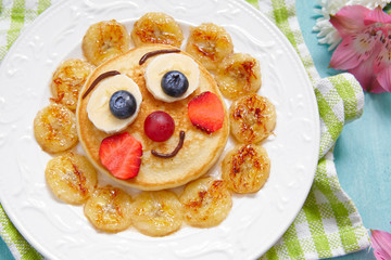 Pancakes with fruits for kids