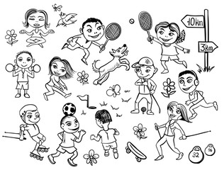 mass sports/ vector image of people involved in sports