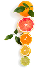Various citrus fruits, shot from above