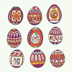 Set of colorful Easter eggs. 