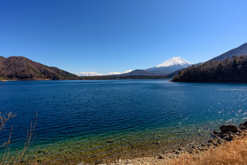 富士山と湖と青空