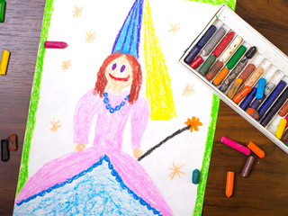 colorful drawing: princess in a  beautiful dress