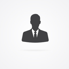Avatar on businessman in tie. Simple falt icon with shadow.