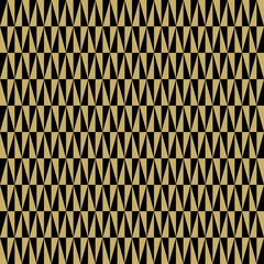 Geometric pattern with black and golden triangles. Seamless abstract background