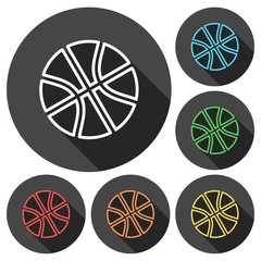 Basketball icons set with long shadow