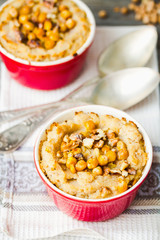 Vegetable casserole with mushrooms, chickpeas and nuts