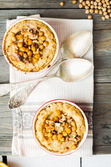Vegetable casserole with mushrooms, chickpeas and nuts