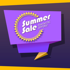 Summer sale origami banner.