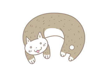 adorable cute long brown cat doodle illustration vector