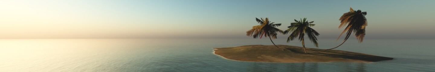 sea sunset on a tropical island, panorama, banner.