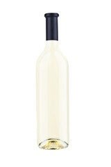 one of white wine bottle on white background