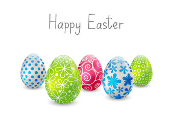 Easter color eggs on white 