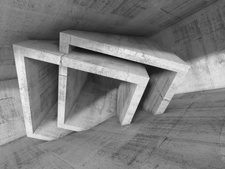 Abstract concrete interior with cubic structures