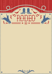 American cowboy rodeo poster for text.Cowboy riding wild bull