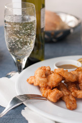 Fresh fried chicken fingers in a plate