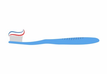 Tooth brush wish toothpaste in flat style isolated on white background. Tooth brush Vector Illustration