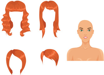 Set of woman haircuts
