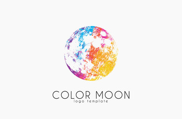 Moon logo design. Color moon. Cosmic logo. Space logo. Creative logo design.