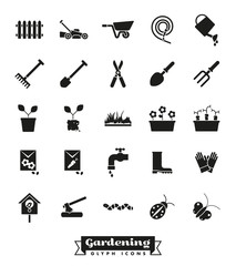 Gardening Glyph Icon Set