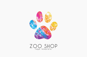 paw print logo. Creative animal logo. zoo logo. zoo shop. creative logo - obrazy, fototapety, plakaty