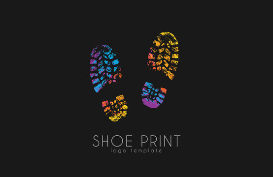 Shoe print logo. Color shoe print. Creative logo.