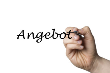 Angebot written by a hand