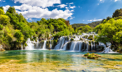 Fototapeta premium Wodospad W Parku Narodowym Krka-Dalmacja, Chorwacja