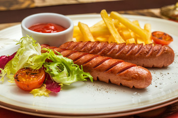grilled and sliced fresh pork sausage