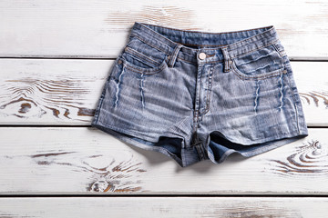 Female vintage denim shorts. 