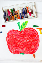 colorful drawing: big red apple